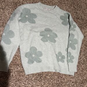 Nanette Lepore Floral Crew Neck Sweater in Light Teal